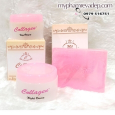 Bộ 2 kem dưỡng trắng da ngừa mụn ngày đêm Collagen Plus vit E chính hãng Thái (tặng xà phòng rửa mặt) - M589