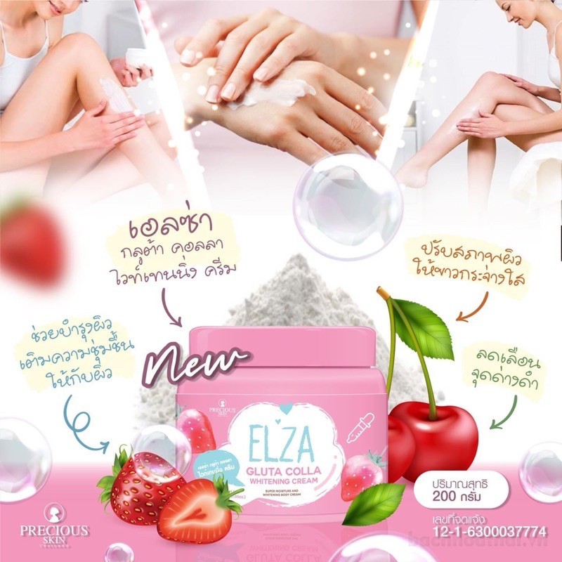 Kem trang da toan than thai lan chinh hang elza gluta colla whitening cream 200ml